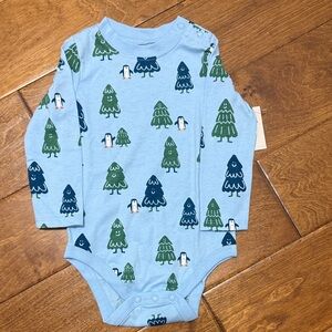 NWT Size 6-9M Garanimals Blue and Green Tree Print Bodysuit